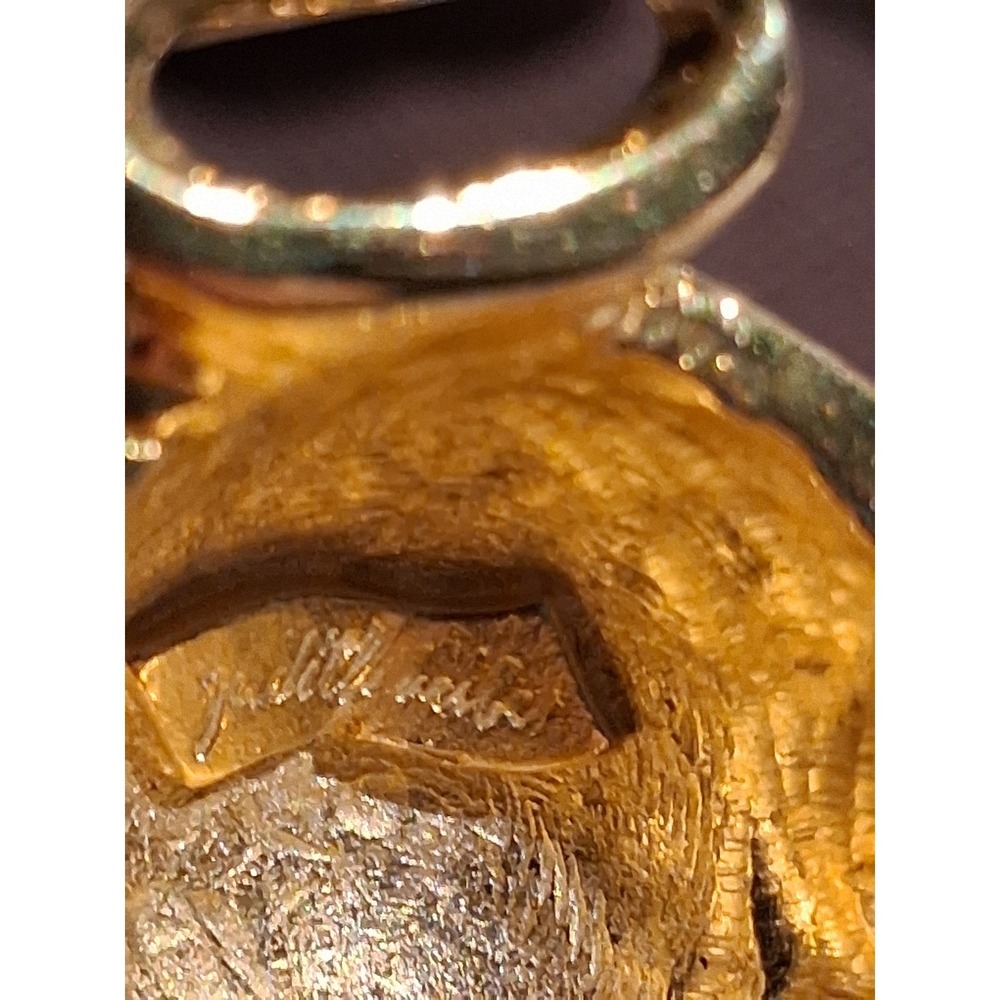Judith Leiber Vintage Gold Double Snake Chain Belt Faux Pearl Crystal Bauble 31" - Picture 8 of 8